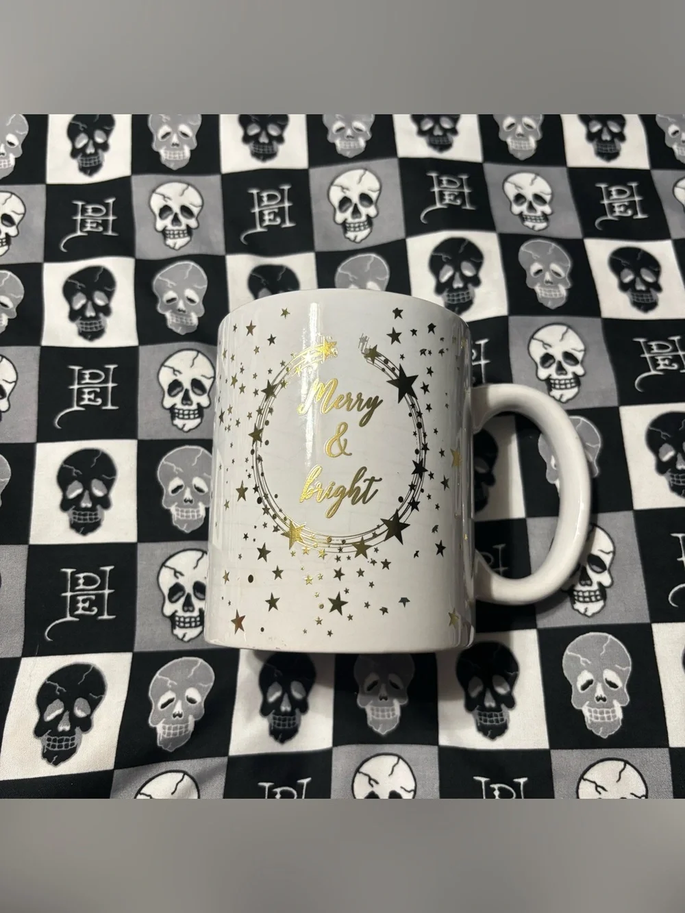 🎃5 for $25🎃 Basic Merry & Bright White and Gold Christmas Holiday Mug
